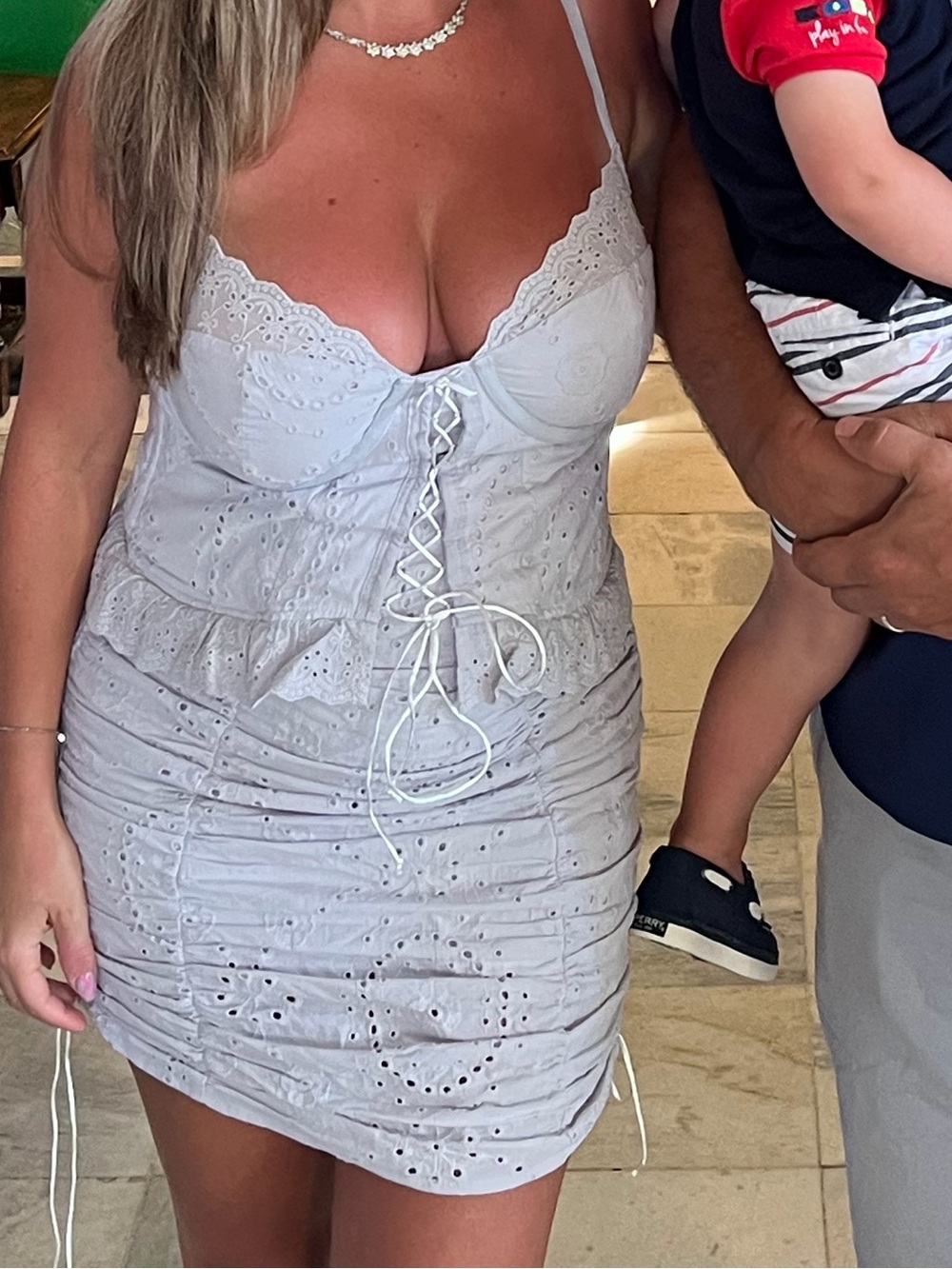 Light purple Eyelet Lace Mini Dress